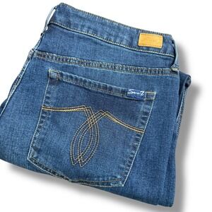 Seven7 Women‎ Weekend Easy Fit Boyfriend Size 12 Denim Jeans Raw Hem Bootcut